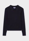 Waffle Collared Sweater-Black